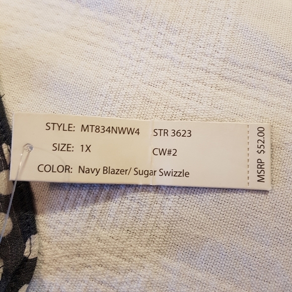 Zac & Rachel Woman, women's size 1X shimmery gray with white polka dot blouse - Picture 5 of 7